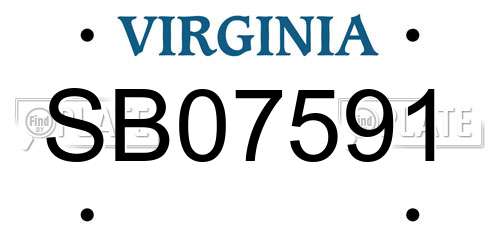 SB07591 Virginia License Plate
