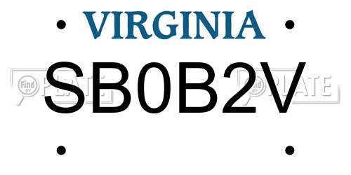 SB0B2V Virginia License Plate