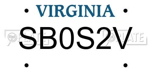 SB0S2V Virginia License Plate