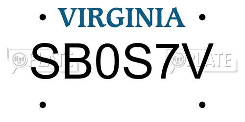SB0S7V Virginia License Plate