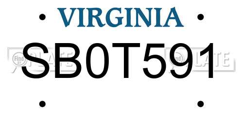 SB0T591 Virginia License Plate