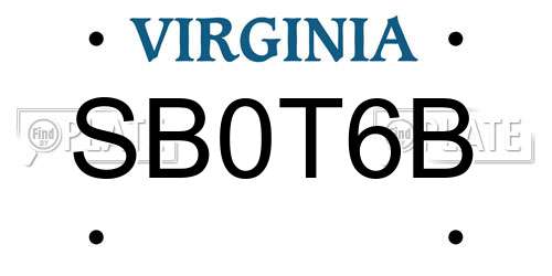 SB0T6B Virginia License Plate