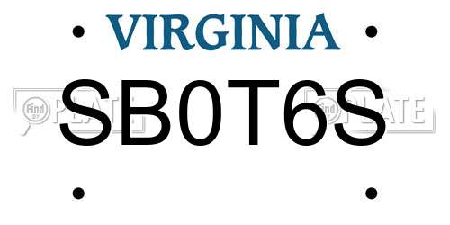 SB0T6S Virginia License Plate