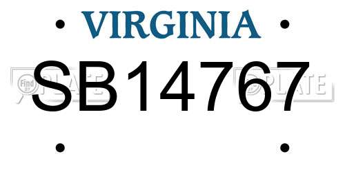 SB14767 Virginia License Plate