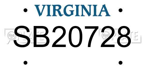 SB20728 Virginia License Plate