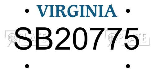 SB20775 Virginia License Plate