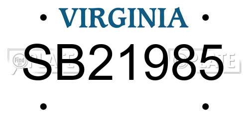 SB21985 Virginia License Plate
