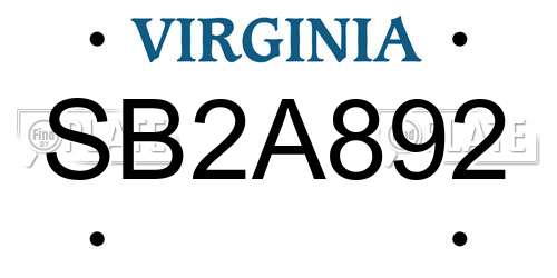 SB2A892 Virginia License Plate