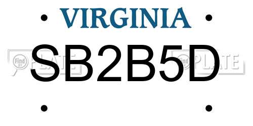 SB2B5D Virginia License Plate