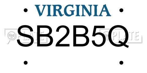 SB2B5Q Virginia License Plate