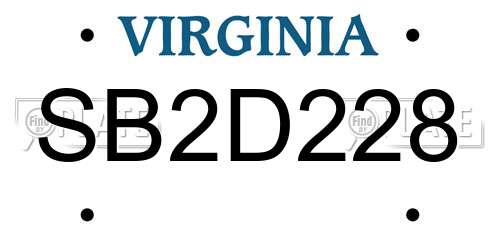 SB2D228 Virginia License Plate