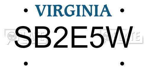 SB2E5W Virginia License Plate