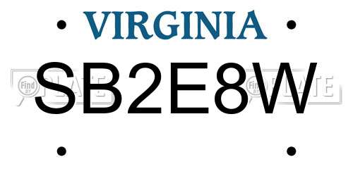 SB2E8W Virginia License Plate