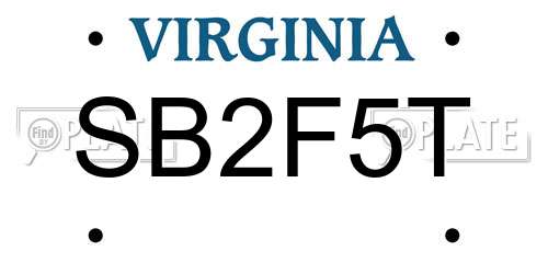 SB2F5T Virginia License Plate