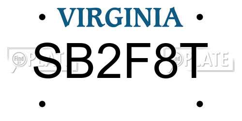 SB2F8T Virginia License Plate