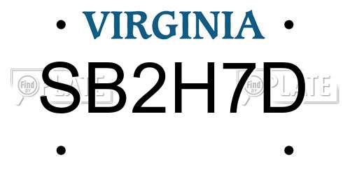SB2H7D Virginia License Plate