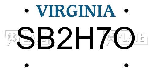 SB2H7O Virginia License Plate