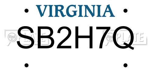 SB2H7Q Virginia License Plate