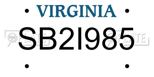 SB2I985 Virginia License Plate