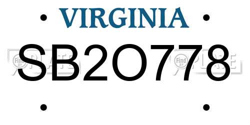 SB2O778 Virginia License Plate
