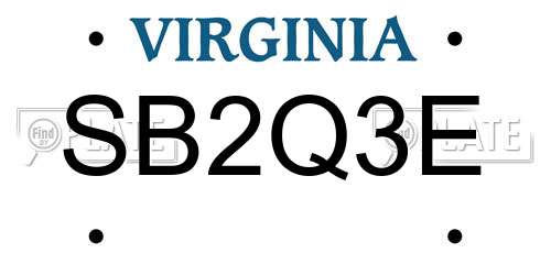SB2Q3E Virginia License Plate