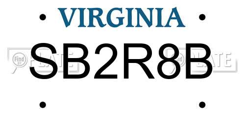 SB2R8B Virginia License Plate