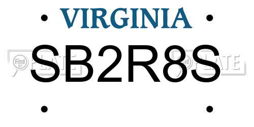 SB2R8S Virginia License Plate