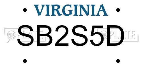 SB2S5D Virginia License Plate