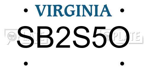 SB2S5O Virginia License Plate