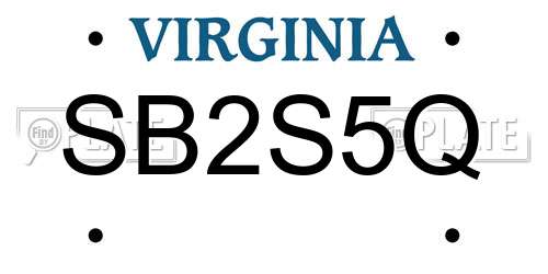 SB2S5Q Virginia License Plate