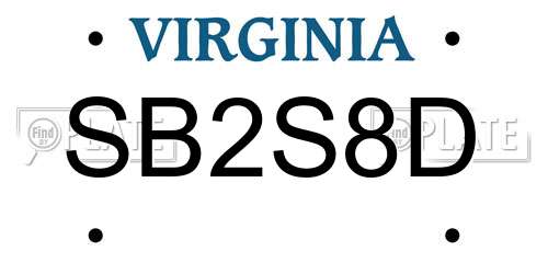 SB2S8D Virginia License Plate