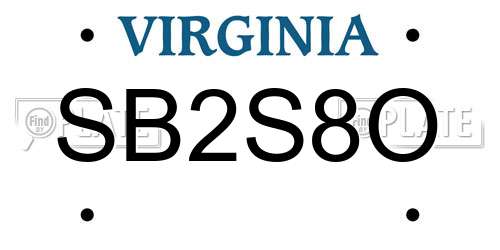 SB2S8O Virginia License Plate