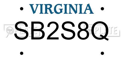 SB2S8Q Virginia License Plate