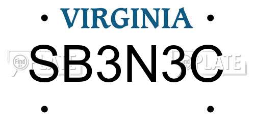 SB3N3C Virginia License Plate