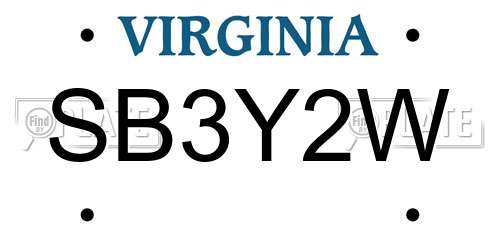 SB3Y2W Virginia License Plate