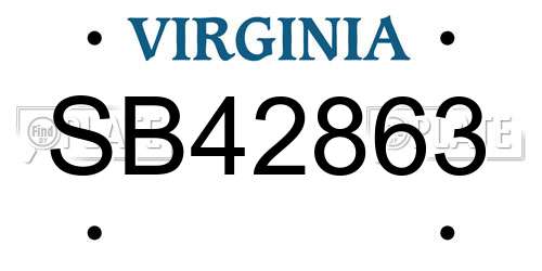 SB42863 Virginia License Plate