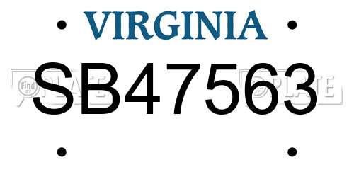 SB47563 Virginia License Plate