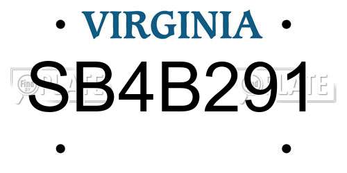 SB4B291 Virginia License Plate