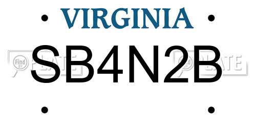SB4N2B Virginia License Plate