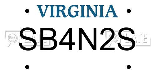 SB4N2S Virginia License Plate