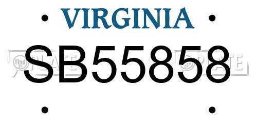 SB55858 Virginia License Plate