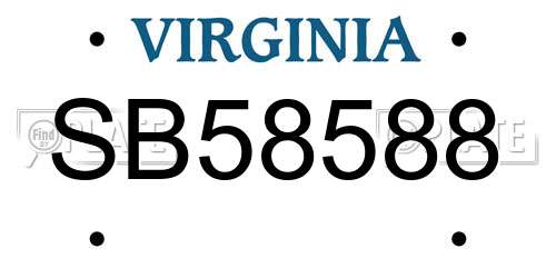 SB58588 Virginia License Plate