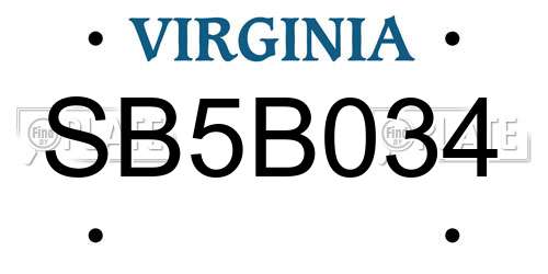 SB5B034 Virginia License Plate