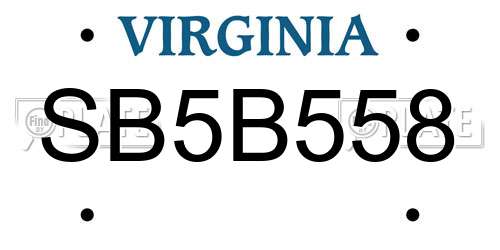 SB5B558 Virginia License Plate
