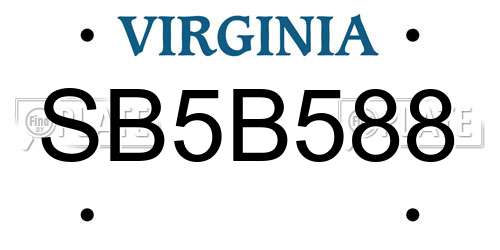 SB5B588 Virginia License Plate