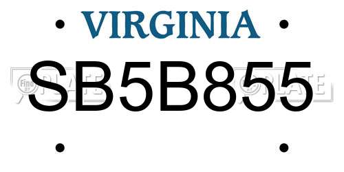 SB5B855 Virginia License Plate