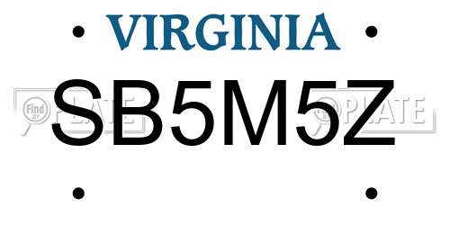 SB5M5Z Virginia License Plate