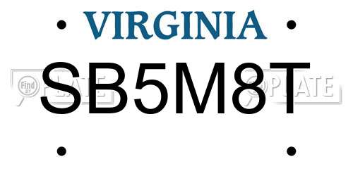 SB5M8T Virginia License Plate