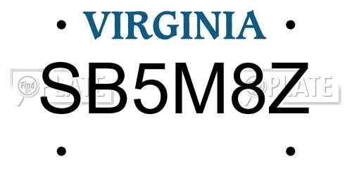 SB5M8Z Virginia License Plate