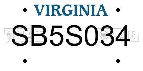 SB5S034 Virginia License Plate